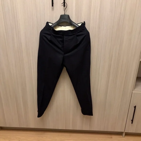 Drake's - Navy Wool Flannel Single Pleat Trouser - Size 46 (IT / EUR)